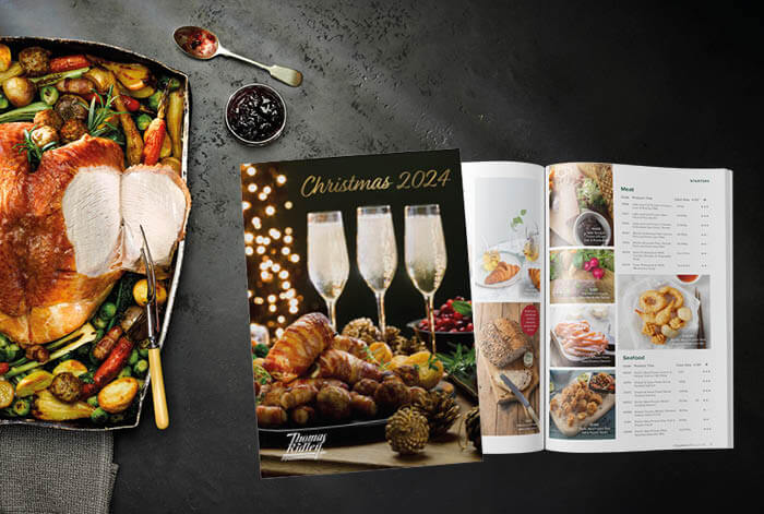 Christmas Dinner with front cover and inside of the brochure