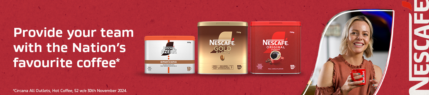 Nescafe banner showcasing Nescafe original, gold and azere